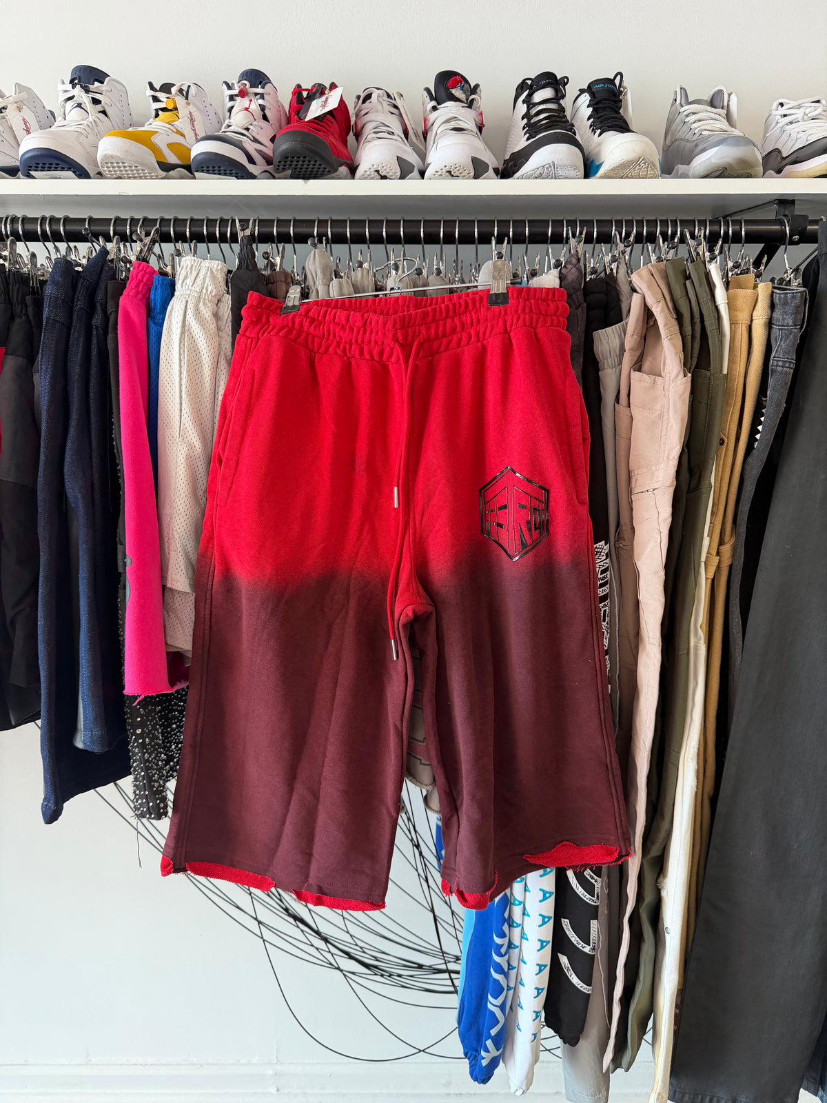 Abstract Red Ombre Shorts Size Medium