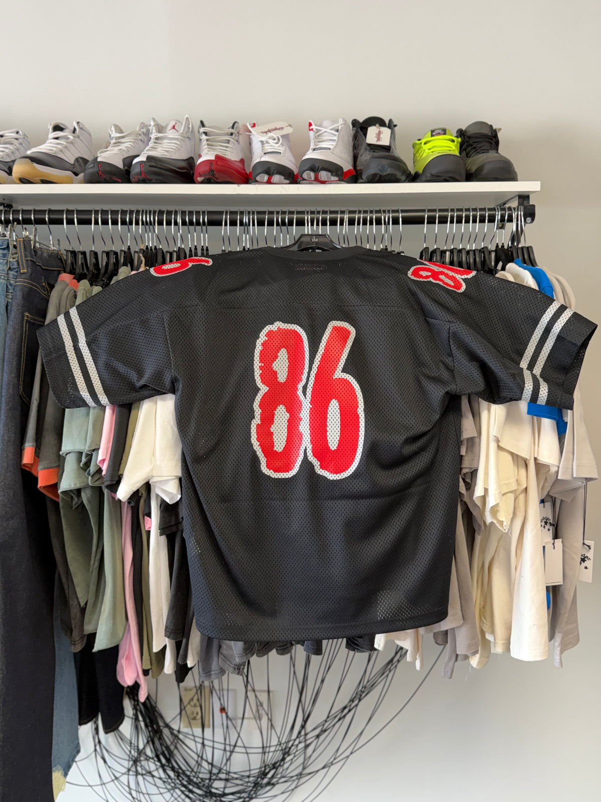 Supreme Reflective Black/Red Football Jersey Size Medium