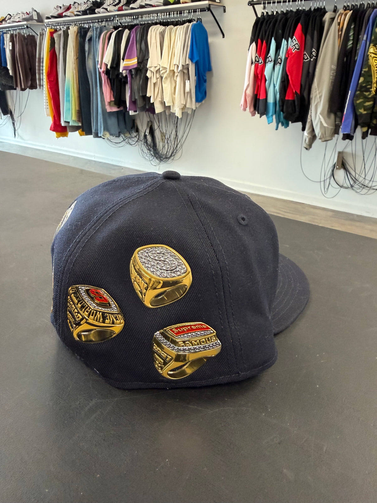 Supreme Rings Box Logo New Era 59fifty Fitted Hat Size 7 1/2