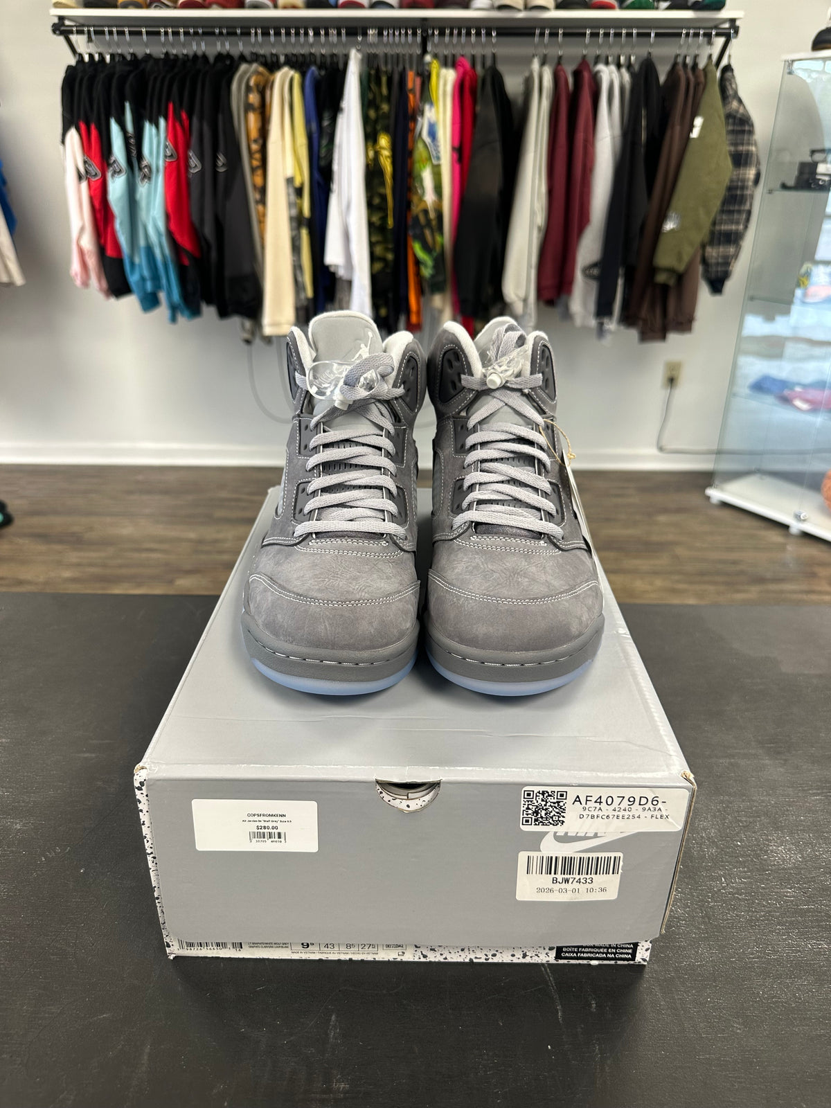 Air Jordan 5s "Wolf Grey" Size 9.5