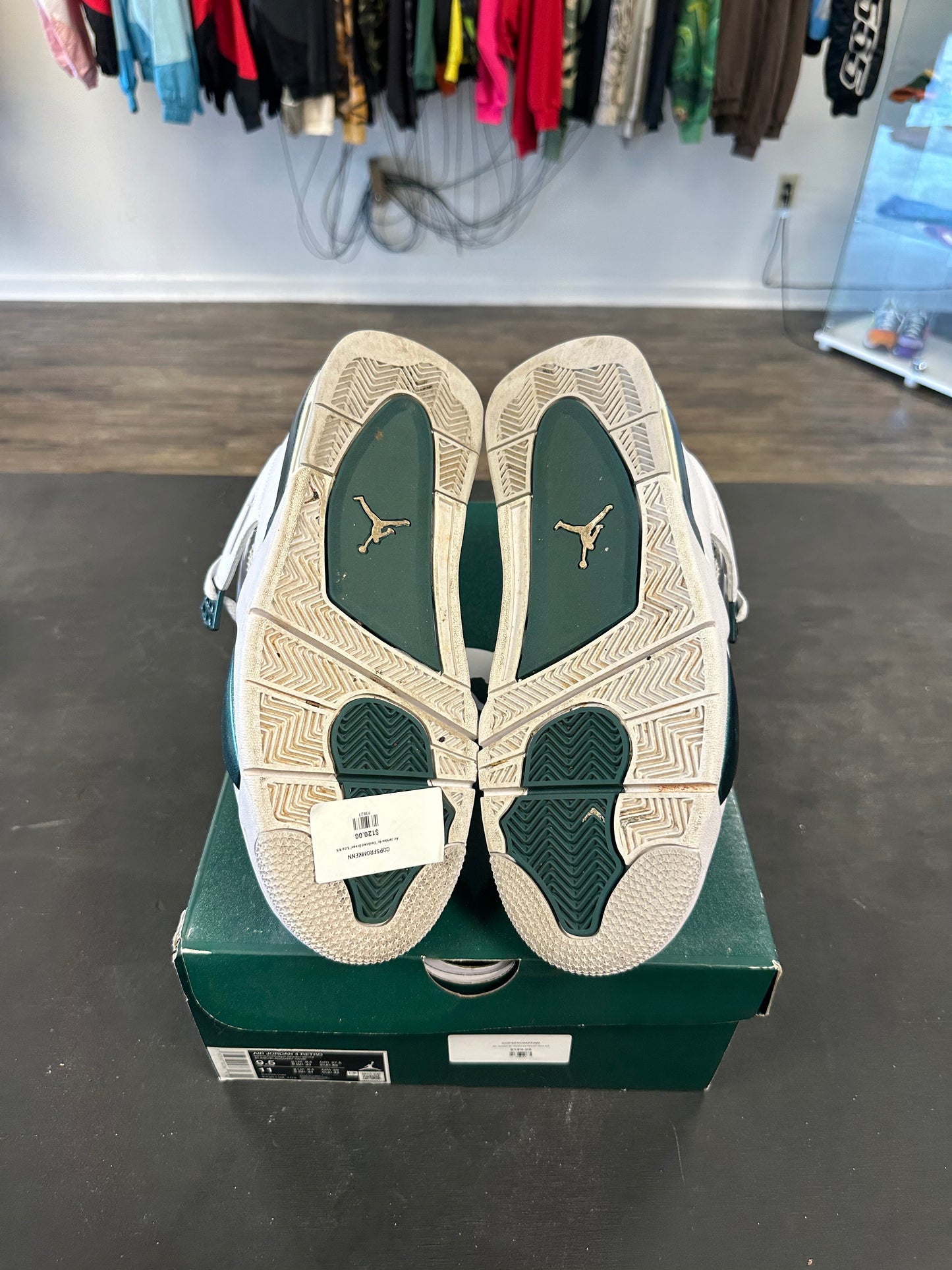 Air Jordan 4s "Oxidized Green" Size 9.5