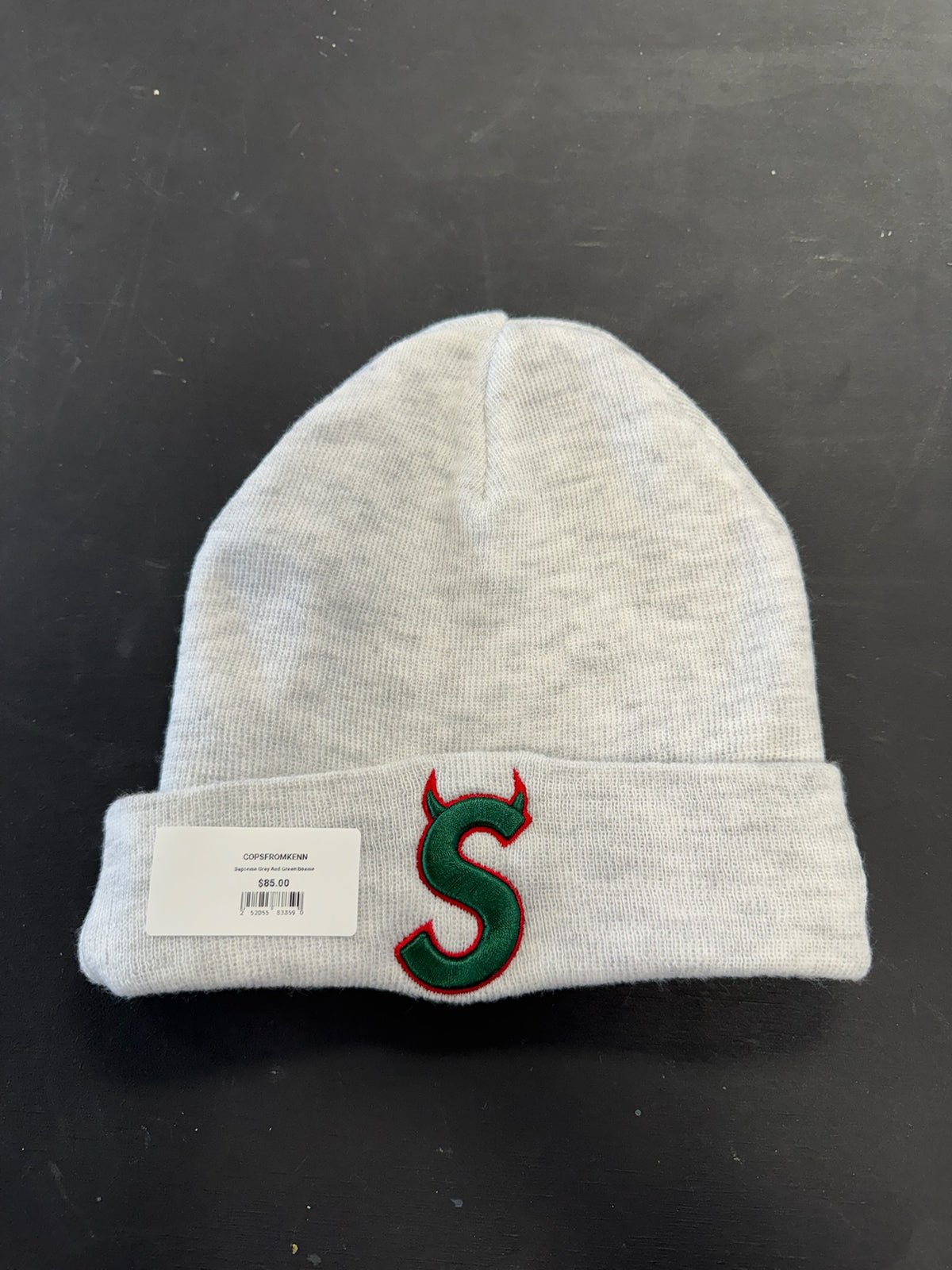 Supreme Grey And Green Beanie