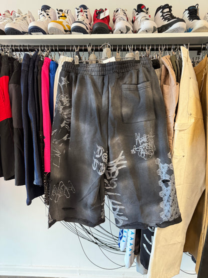 Abstract Black Graffiti Shorts Size XLarge