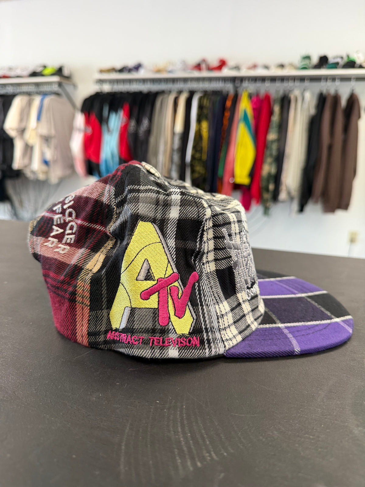 Abstract Purple Plaid Hat