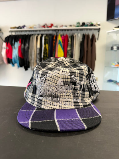 Abstract Purple Plaid Hat