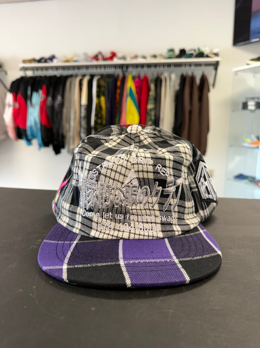 Abstract Purple Plaid Hat