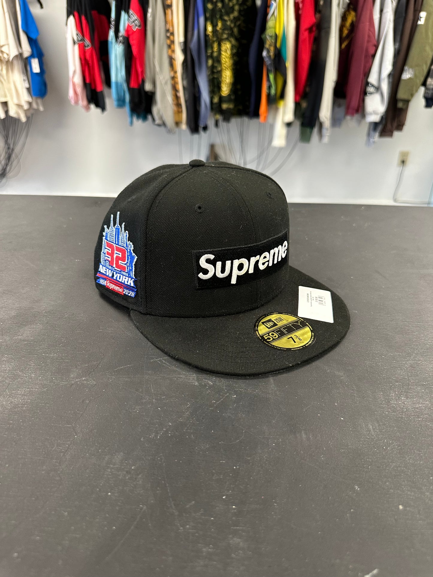 Supreme Box Logo Black New Era Fitted Cap Size 7 3/8