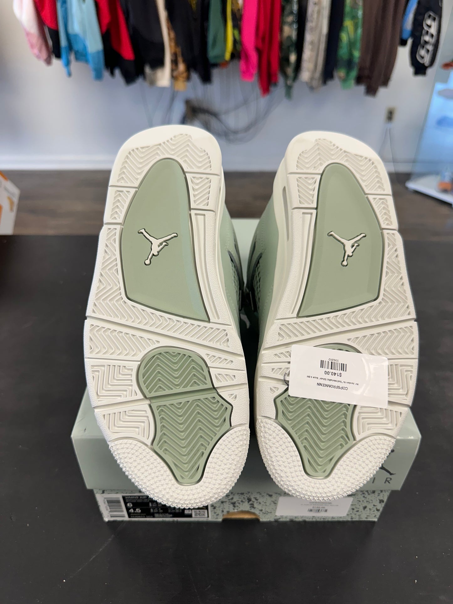 Air Jordan 4s "Sail Metallic Silver" Size 4.5M