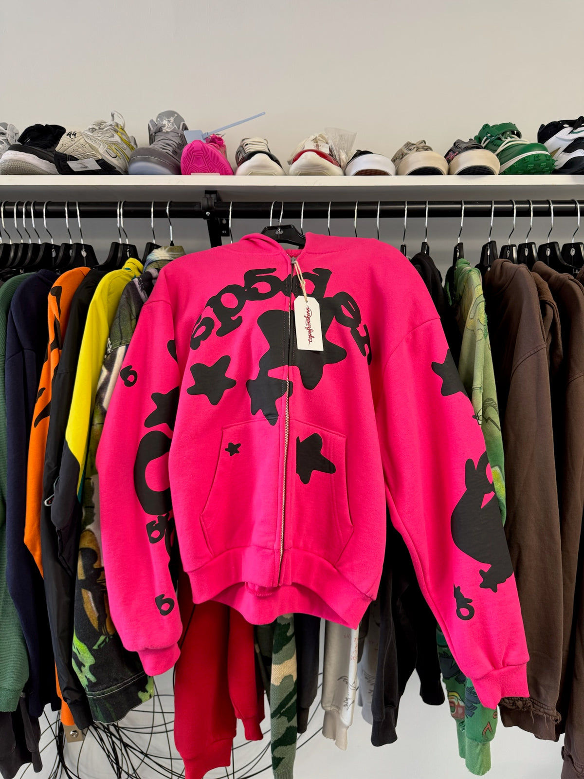 Sp5der Pink Hoodie Medium