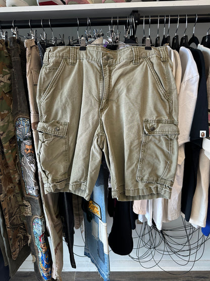 Pre Owned Green Carhartt Cargo Shorts Size 36
