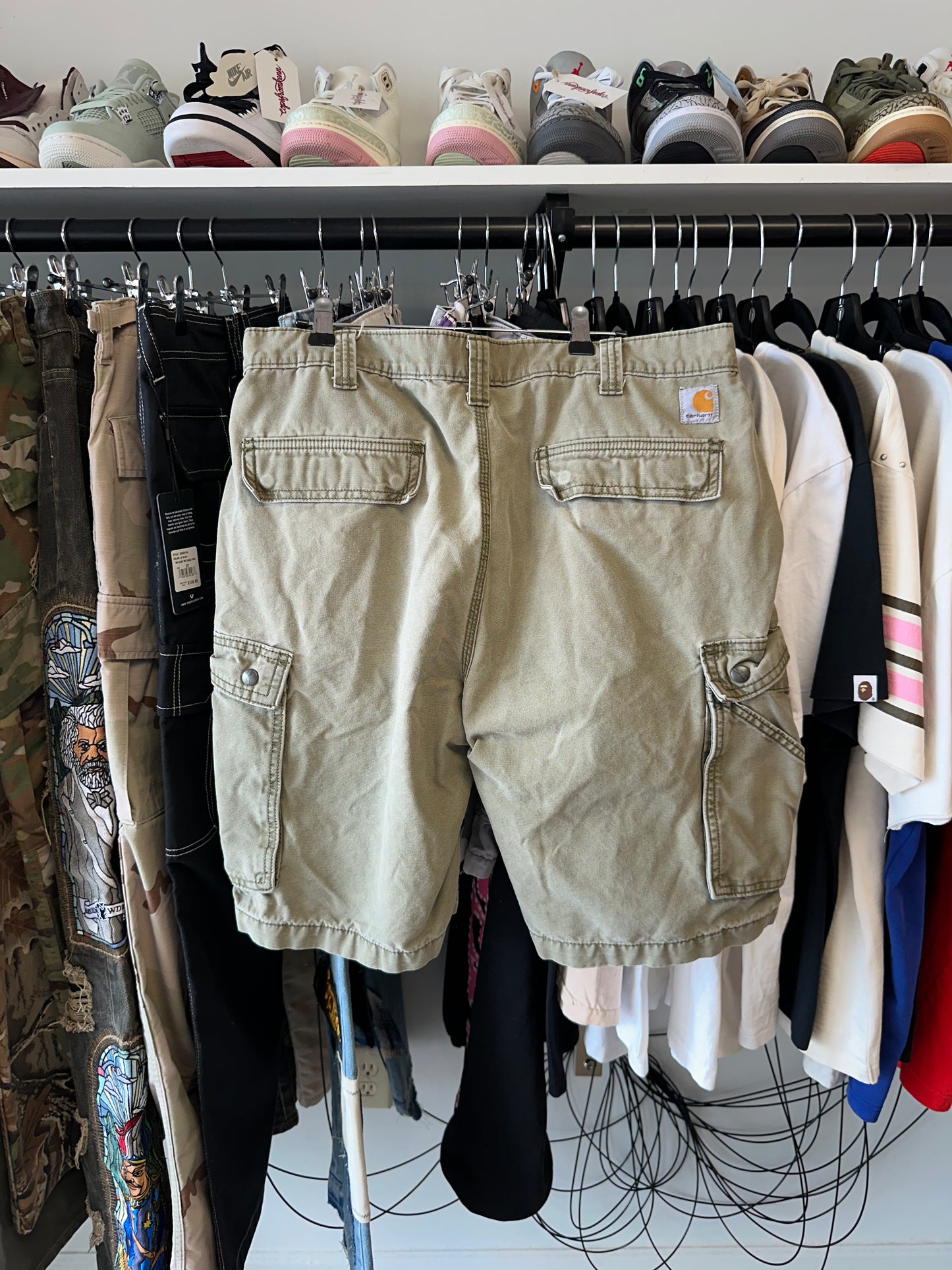 Pre Owned Green Carhartt Cargo Shorts Size 36
