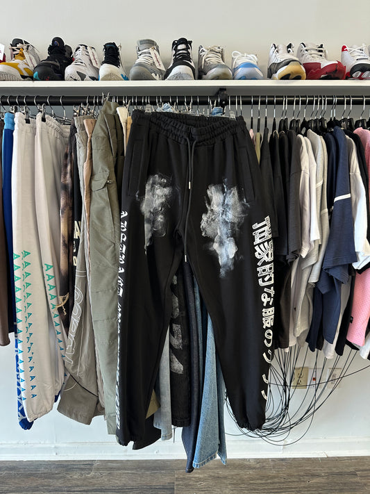 Abstract Black Sweatpants Pants Small