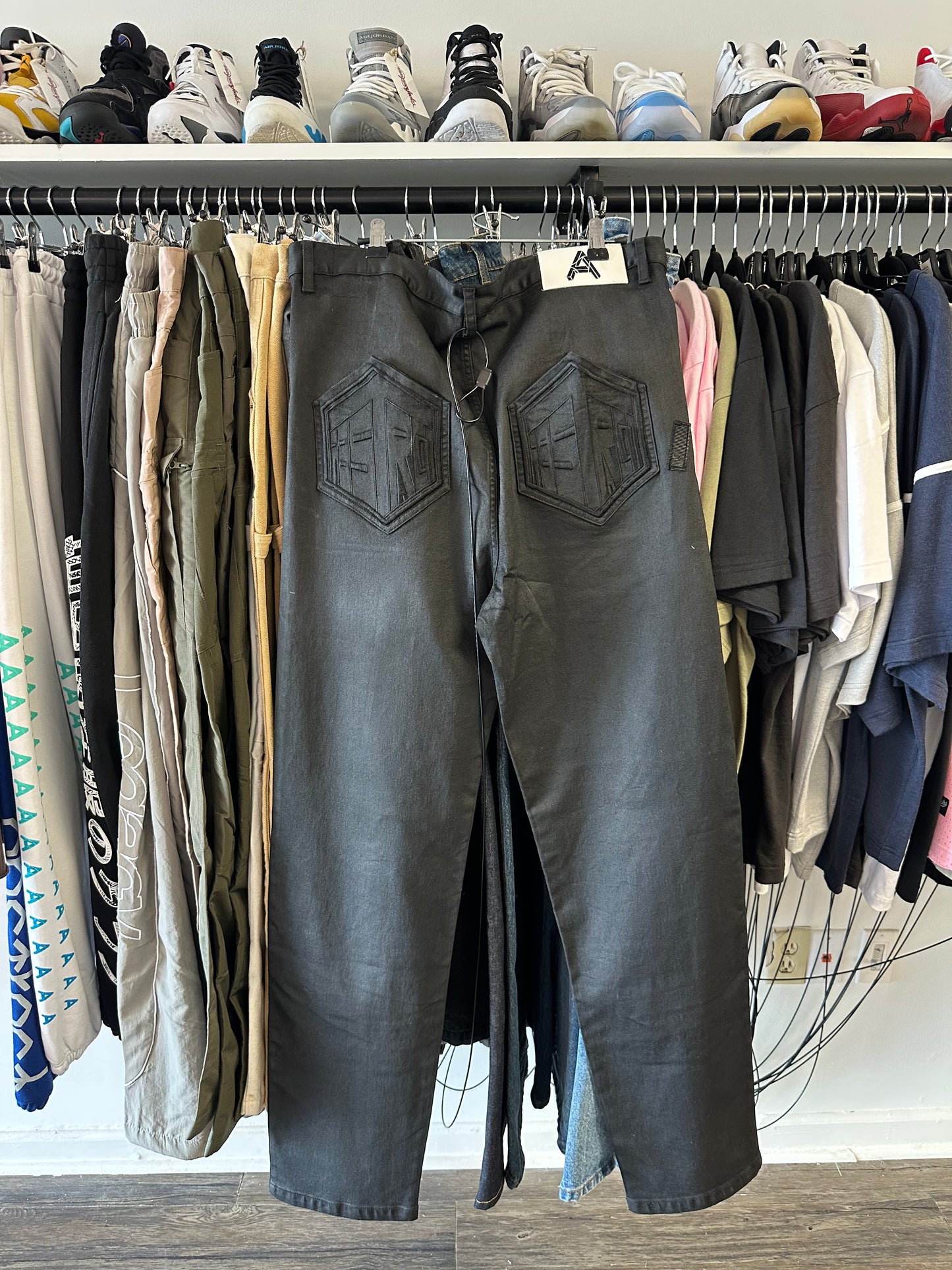 Abstract Black Denim Skinny Jeans Size 34