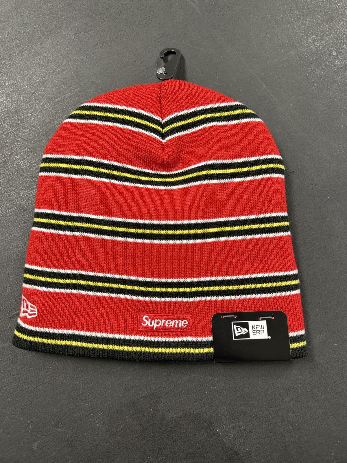 Supreme New Era Stripe Beanie "Red" OS